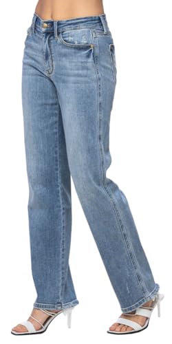 Judy Blue Mid Rise Cell Phone Pocket Dad Straight Leg Jeans4