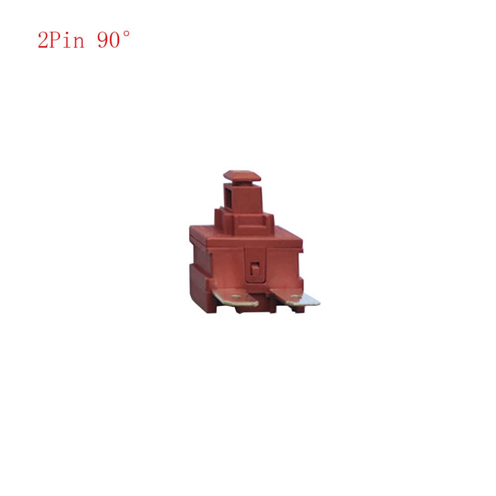 Power Switch Push Button 2Pin 4Pin KAN-L5 Switch 7.5A 250V AC 15A 125V AC Water Heater Vacuum Cleaner Special Lock Self-Locking Switch (2Pin 90°)
