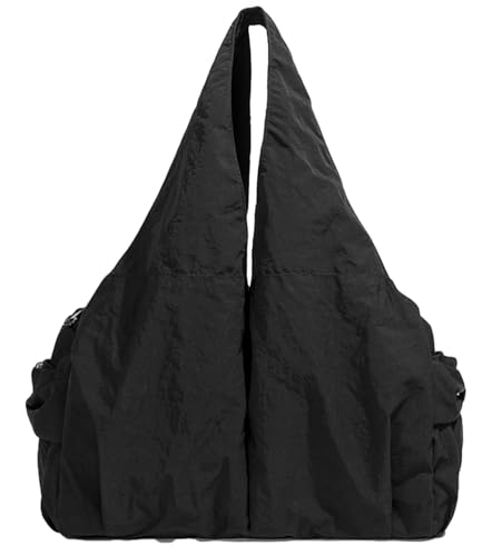 Nylon Tote Bag for Women Lightweight Slouchy Tote Large Hobo Bag Underarm Purse Shoulder Handbag for Travel Gym Work Everyday