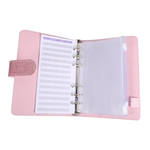 Abaodam レザー予算活頁バインダー 軽量持ち運び便利 家計管理用現ノートパッド 封筒付ステッカー付き資整理ノート