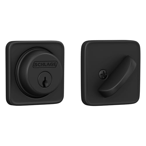 Schlage B60 LFL 622 Deadbolt with Laflin Trim, Keyed 1 Side, Highest Residential Security, Matte Black by SCHLAGE - Used condition - CA$19.99