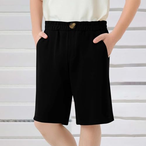 Girls Bermuda Shorts Knee Length Wide Leg Linen Long Shorts Summer Casual Solid Elastic Waist Short Pants with Pocket2