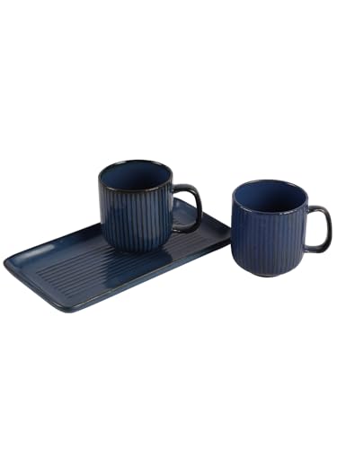 Image of miah decor Ceramic Coffee Mugs Set with Serving Platter, Handmade Stoneware