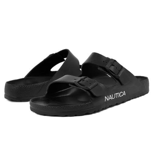 Image of Nautica Men's Two-Strap EVA Slide Sandals, Adjustable Buckle Comfort Footbed, Lightweight Waterproof Slip-On Beach and Casual Pool Sandals