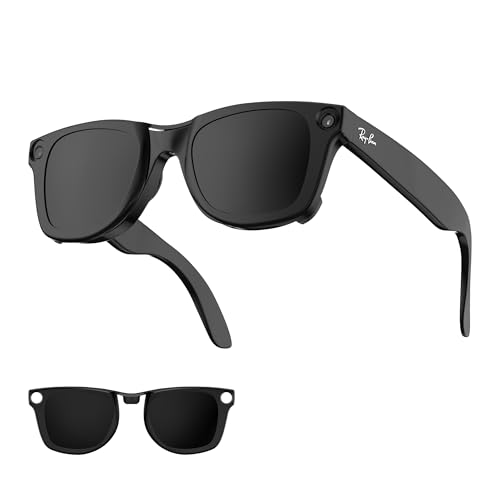 HIBLOKS Polarized Clip-ons for Ray-Ban Meta Wayfarer (RW4008 & RW4012 Large 53-22), Discoloration Clips Compatible with Ray-Ban Meta Wayfarer Gen 2 Protect Your Eyes, Cool and Fashion (Large, Black)