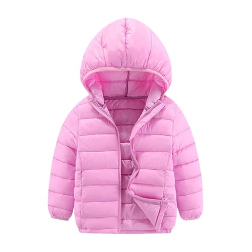 Kids Puffer Jacket Zip Up Fleece Lined Hooded Lightweight Girls Fall Jacket Winter Long Sleeve Thermal Boys Clothes