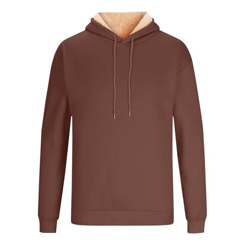 Men's Casual Fleece Sherpa Lined Hoodie Winter Warm Pullover Hooded Sweatshirt Classic Plain Shirt Long Sleeve3