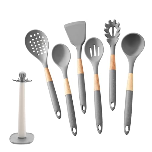 Juego de utensilios de cocina de silicona - Mango largo resistente al calor de 7 piezas | Juegos de utensilios de cocina fáciles de limpiar para cocinar, para utensilios de cocina antiadherentes