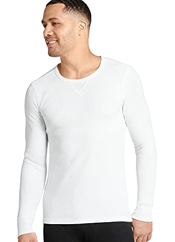 Jockey Men's T-Shirts Long Sleeve Waffle Crew, White, XL