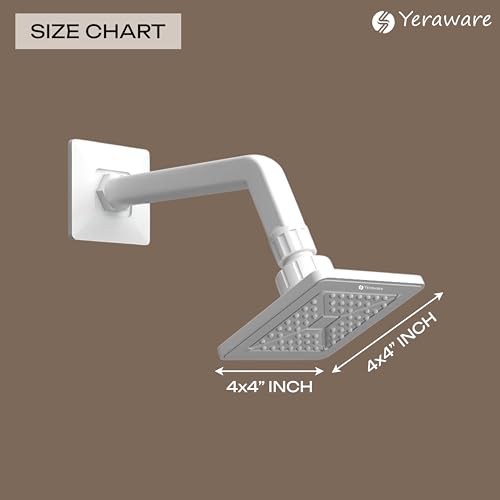 Image of YERAWAR Wall Mounted Overhead Shower Head | High Pressure Rain Shower | ABS Material Body | Anti-Clog Nozzles | Easy Install Bathroom Shower for Home & Hotel (White, 4 X 4 Inch)
