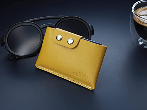pularys Mini Wallet HOBBY - Credit Card Case - Italian Leather - Space for up to 8 Cards - Pockets for Coins and Bills - Modern Design For Men and Women - Fashionable Colors2