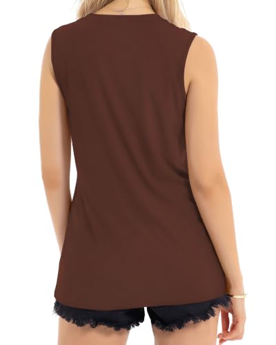 Image of Womens Tank Tops Summer Casual Sleeveless Top Loose Fit Basic Tunic Shirts