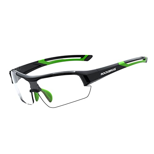ROCKBROS Photochromic Sunglasses for Men Women Safety Cycling Glasses UV Protection Outdoor Sport Sunglasses Black Green
