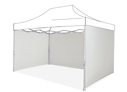 Kit completo per gazebo 3x4,5: Set composto da 3 tende per gazebo laterali: 2 pannelli da 290x210 cm e 1 pannello da 440x210 cm. Per gazebo 3x4,5, consente di per creare un gazebo chiuso e protetto su 3 lati