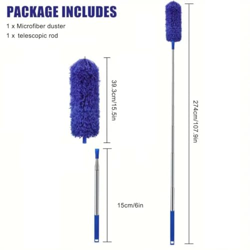 Image of TEKCOOL Upgraded Long Handle Microfiber Feather Ceiling Duster for Dust Cleaning Extendable Pole 30-100 Inch for Cleaning High Cobweb Stick High Ceiling Fan - Navy Blue,