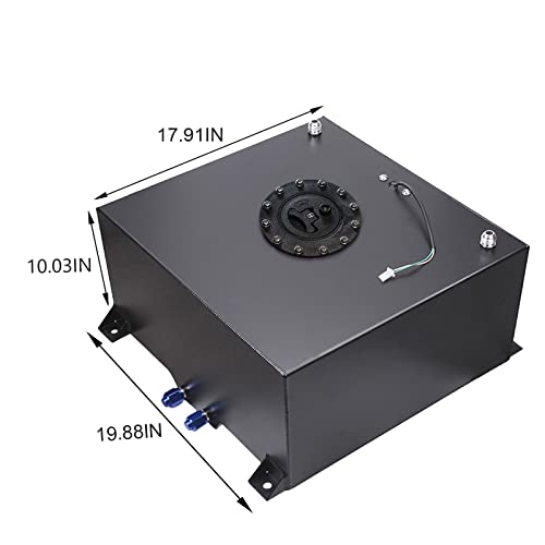 Edicapo 15 Gallon Fuel Cell Aluminum Polished with Cap Level Sender 60L Black