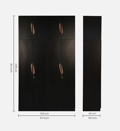 Image of Mintwud Pepperfry Engineered Wood Wardrobe with 4 Doors Storage and 2 Hanging Rod | Wooden Almirah Cupboard for Clothes Storage Organizer for Living Room Home Bedroom Furniture (Wenge Finish)