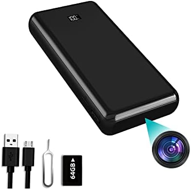 NAZARR Hidden Spy Camera Power Bank with 120° Viewing Angle, Portable Nanny Cam Secret Security Cameras, Camaras Espias Ocultas HD 2K(2560×1440),64GB ,10000mA,Night Vision, Motion Activated(No WiFi) 