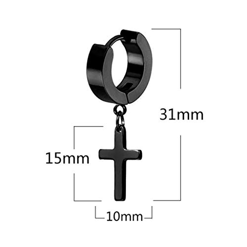 Tanmo 9 Pair/Set Fashion Men Women Stainless Steel Cross Hoop Dangle Drop Earrings Unisex Ear Buckle Jewelry – Image 7