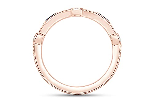 AFFY Round Cut 0.08 Carat White Natural Diamond & 0.12 Carat Blue Sapphire Wedding Band Eternity Ring In 14K Gold Over Sterling Silver (I2-I3 Clarity)4