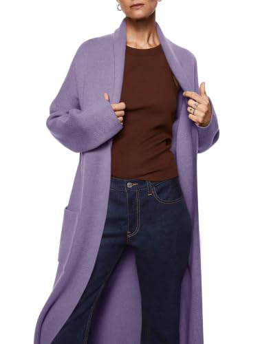 Image of Womens Long Sleeve Cardigan Sweaters Oversized Open Front Maxi Coat | Trendy Casual,Lapel,Knitted Coatigan,Soft Warm,Overcoat Pocket,2026 Fall Winter,Work Office,Going Out