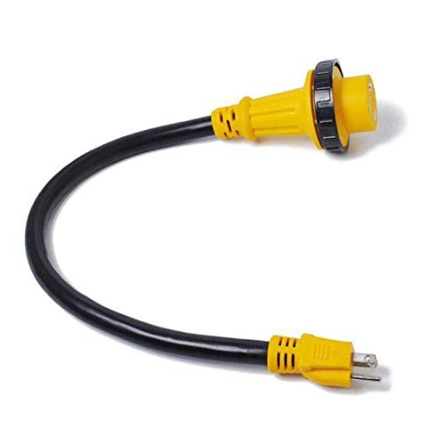 125V Shore Power Pigtail Boat Adapter 1.96ft 60cm Marine 30 Amp Female to 15 Amp Male Great