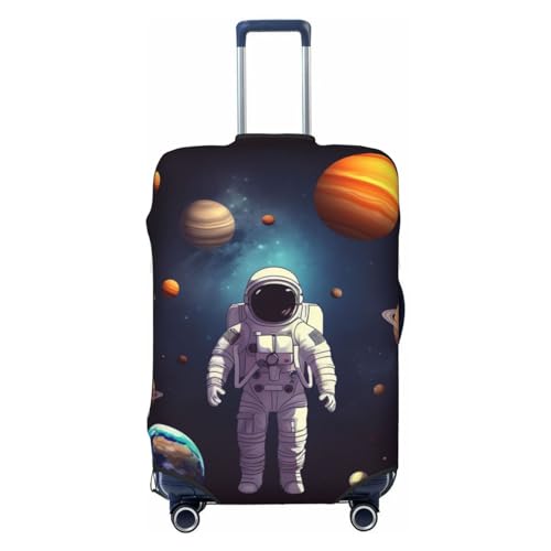 Astronaut solar system planets Luggage Covers for Suitcase Tsa Approved, Spandex Elastic Suitcase Cover Protector Washable Anti-Scratch Travel Baggage Cover Fit 18-32 Inch Luggage