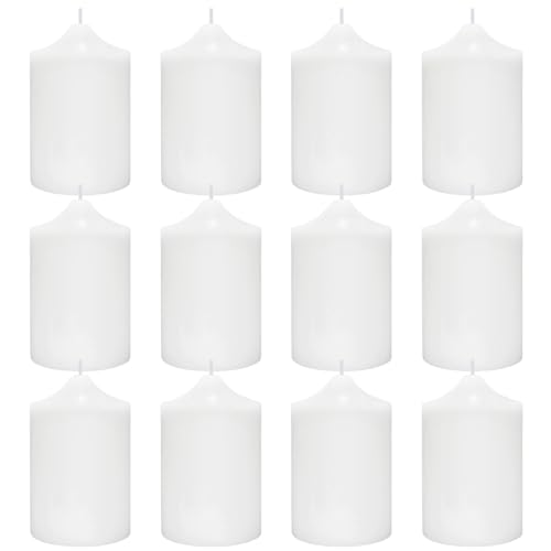Bougies piliers blanches pour mariages et restaurants | Lot de 12