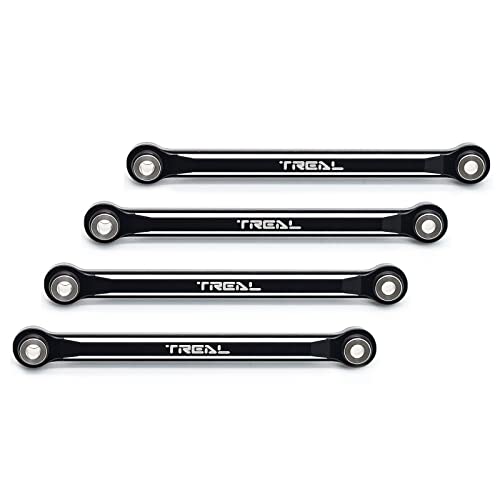 TREAL FCX24 Lower Links Set (4pcs) Aluminum 7075 Lower Chassis 4-Links for FMS FCX24 1:24 (Black)