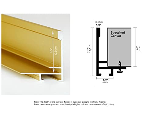 Image of GVS-ART DIY Metal Floating Frame for 8X10 inch Canvas Painting Art,1 1 /2 inch(3.8cm) Depth, Floater Frame,Mental Frame Kit, Cut to Pieces,Not Include Canvas or Mat Titannium Gold Frame