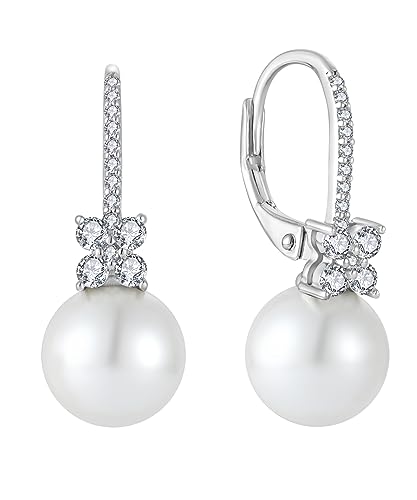 Pearl Earrings for Women 925 Silver Freshwater Real Pearl Drop Dangling Earrings for Birthday Christmas Anniversary