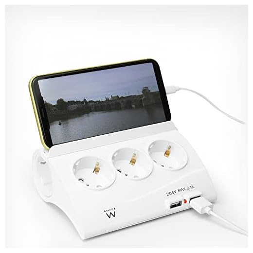 Ewent EW3935 Regleta Puertos Enchufes Múltiples Base 2 USB 5 Toma-Corrientes Europe 3680W 250V 16A/1.5M Cable de Alimentación Protección Térmica Sobretensión, 1.5 V, Blanco, 149 x 55 x 118