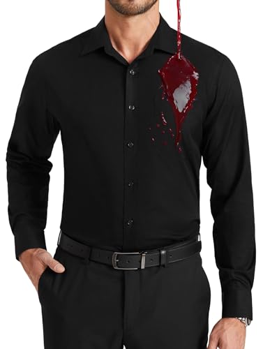 Enlision Camisas Hombre Manga Larga de Vestir Regular Fit Antimanchas Elástica Sin Plancha Camisa Negra Hombre Boda Formal Algodón con Bolsillo Negocios L
