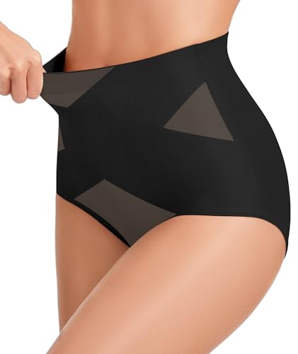 YADIFEN Damen Bauchweg Unterhose Shapewear Miederhose hohe Taille Unterwäsche mit Bauchkontrolle atmungsaktive Figurformende Miederpant für Kleider & Alltag(Schwarz S)