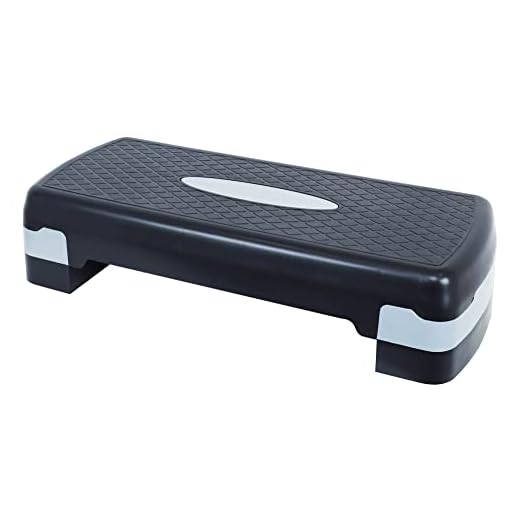 Signature Fitness Entrenador aeróbico ajustable con plataforma escalonada, tamaño mediano, negro/gris