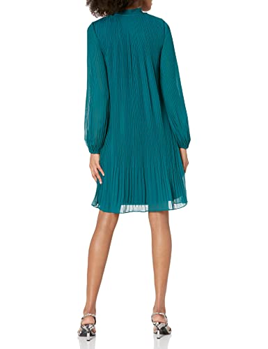 Image of DKNY Womens Long Sleeve Tie Neck Pleated Dress