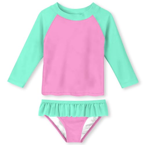 Image of UNIFACO Toddler Girls Swimsuit Rashguard Set Summer Beach Breathable Tankini with UPF 50+ Sun Protection 2-8T