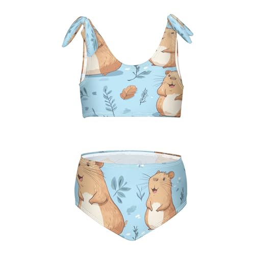 Capybara Cute Animals Autumn Girls Tankini Swimsuit Kids Bikini Sets 2 Pcs Bathing Suit 3T