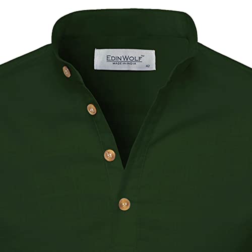 Image of Men's Full Sleeve Beige Color Cotton Blend Spread Slim Fit Shirt Style Kurta for Men and Boys