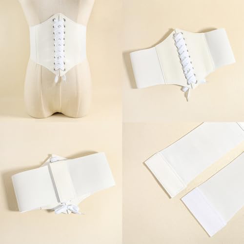 LIMHOO Leather Corset Belt for Women Elastic Costume Waist Belt Lace-up Tied Waspie Corset Belt4