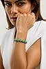 Belacqua Natural Green Jade Good Fortune Stretch Bracelet for Women, 8mm Round Gemstones, Length - 7.5 Inches | Jewelry for Her | Gift Box Included #1