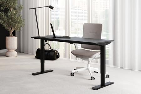 KOBI Flexi Scrivania Elettrica Regolabile 138 x 58 cm Nero - Altezza Regolabile 70-115 cm, Pannello LED a Memoria, Sistema Anticollisione