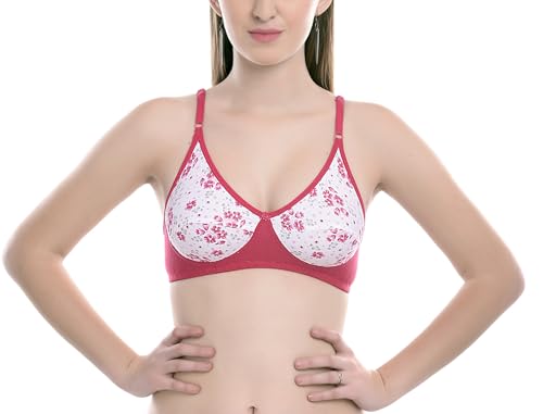 Image of FIMS - Fashion is my style Women Cotton Blend Floral T-Shirt Bra Non-Padded Non-Wired Full Coverage Combo Pack Multicolor Cup- B