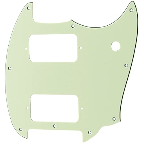 Image of Musiclily Pro 9 Holes Round Corner HH Guitar Pickguard 2 Humbuckers for Squier Bullet Series Mustang Electric Guitar, 3Ply Mint Green