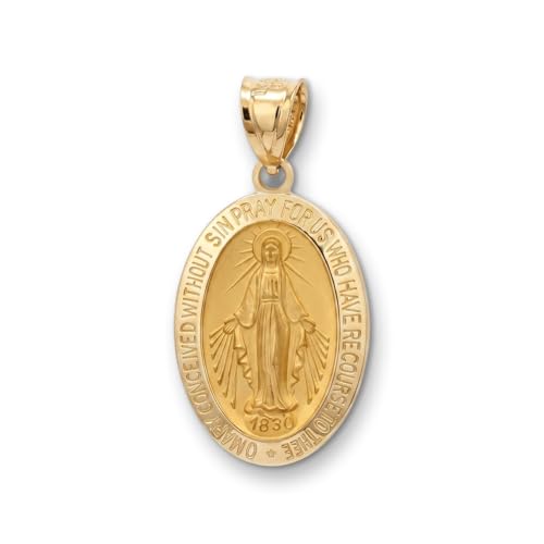 Cross+Crown Premium 14K Yellow Gold Virgin Mary Medal for Women & Men Durable Double-Bonded 14K Yellow Gold Virgin Mary Pendant for Necklace Women & Mens Gold Virgin Mary Medal with Premium Jewelry Box Handcrafted Religious Jewelry in the USA (Small)