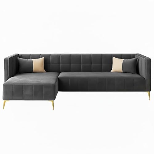 Image of SOCOZI Stylluxe 6 Seater Velvet Fabric LHS L Shape Sofa Set for Living Room |Fabric L Shape Sofa Set for Home & Office (Cream)