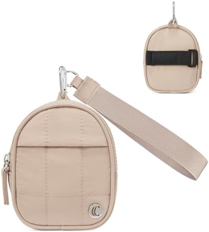 CLUCI Mini Backpack Keychain Wallet Small Change Quilted Coin Purse Cute Puffer Wristlet Pouch with 3 RFID Card Slots
