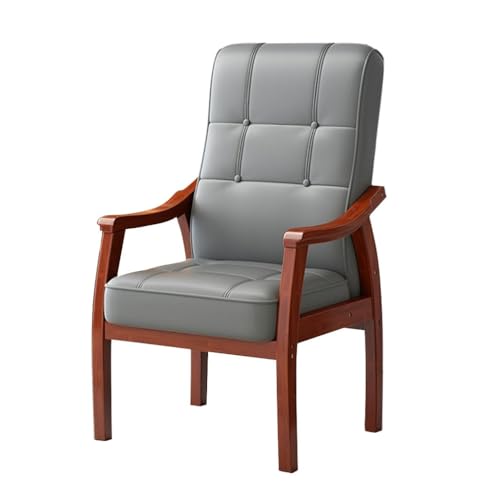 Sillas ergonómicas de madera maciza para sala de espera, sillas tapizadas de cuero, sillas de conferencia, asiento de oficina con respaldo alto (gris, rojo y marrón)