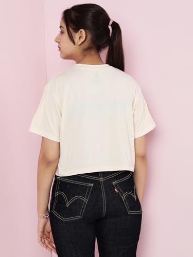 Image of Li'l Tomatoes Girls Crop T-Shirt | 100% Cotton | Graphic Printed Summer Top | Soft & Breathable Casual Wear | 7-16 Years