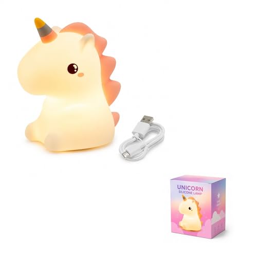 Image of HUMAIZAR Cute Unicorn Silicone LED Night Lamp - Soft Touch Kids Bedside Light for Girls Room, Nursery, Baby Sleep Lamp & Aesthetic Bedroom Decor